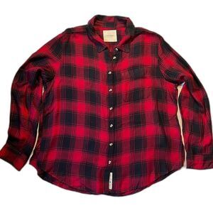 Lucky Brand Red Plaid Button Long Sleeve Shirt Size Medium